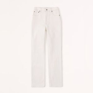 A&F Ankle Straight Ultra High Rise Jeans Cream 10R Curve Love